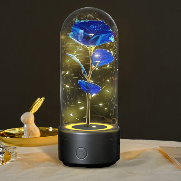 Creative 2 In 1 Rose Flowers LED Light And Bluetooth-compatible Speaker Valentine's Day Gift Rose Luminous Night Light Ornament In Glass Cover - Image 10