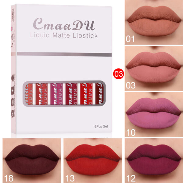 6 Boxes Of Matte Non-stick Cup Waterproof Lipstick Long Lasting Lip Gloss - Image 6